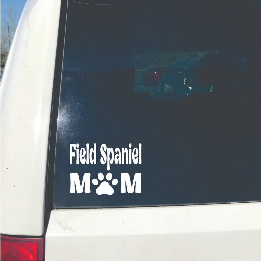 White Field Spaniel Dog Mom Vinyl Window Decal